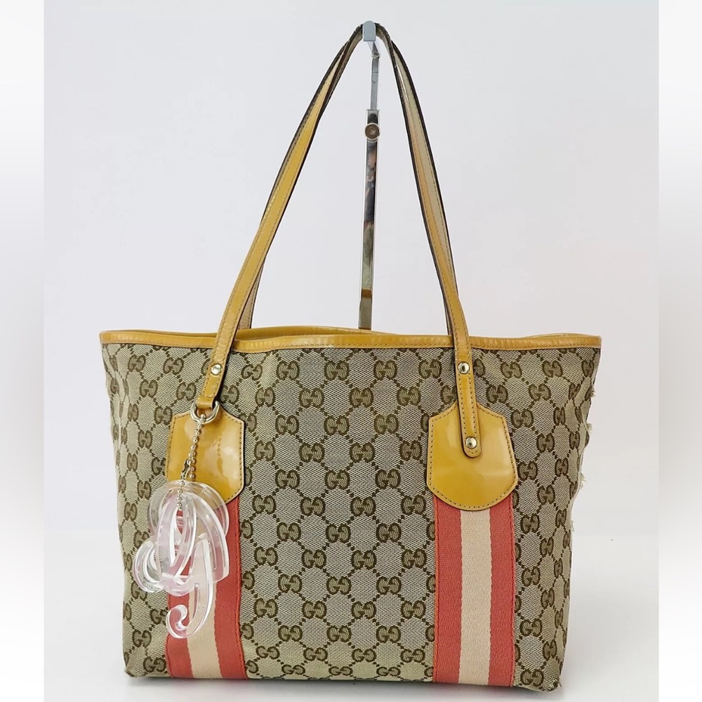 Authenticated Gucci Jolie Web Sherry Shoulder Bag Tote Handbag - Picture 2 of 15